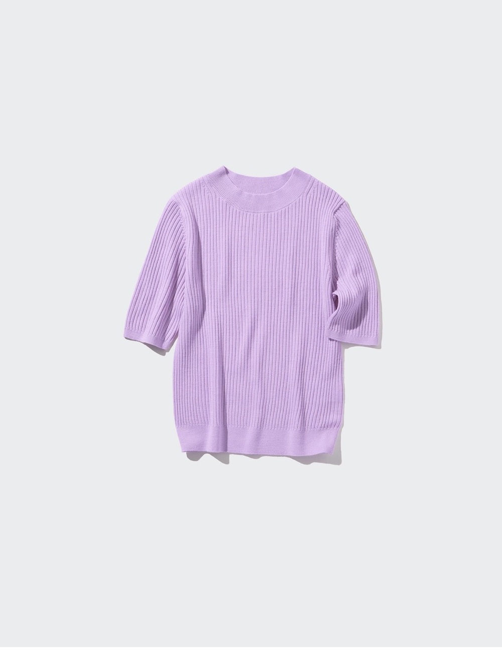 Uniqlo Lilac Merino Ribbed Short Sleeve Knit Top